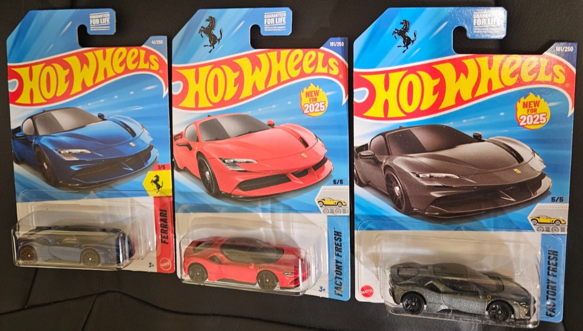 Hot Wheels FERRARI SF90 STRADALE BLUE / RED / GRAY LOT OF 3 (2025/2026)