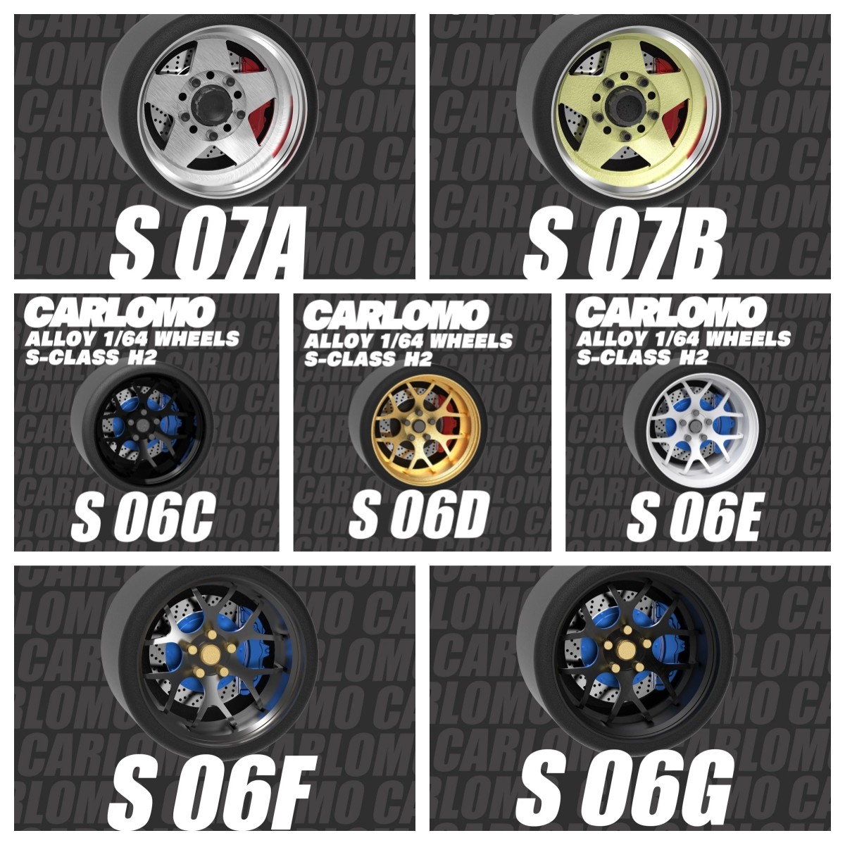 Carlomo 1/64 Diecast Custom Wheels Rubber Tires 9.5mm JDM Tuner Parts MINI GT