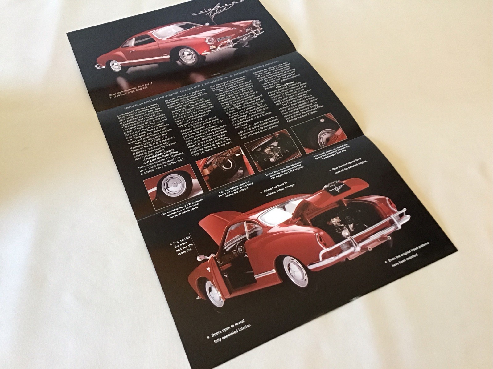 Franklin Mint Volkswagen The Karmann Ghia Rare Brochure Paperwork Only 1:24