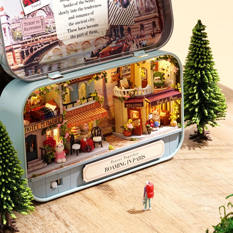 DIY Wooden Dollhouse Kit Furniture LED Lighting Wooden Building Model Gifts