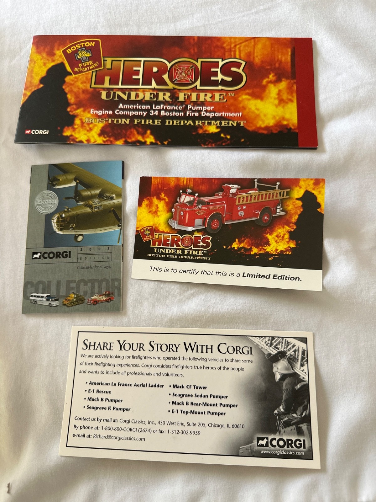 CORGI Heroes Under Fire American LaFrance 700 Open Boston Fire Dept. Engine 34