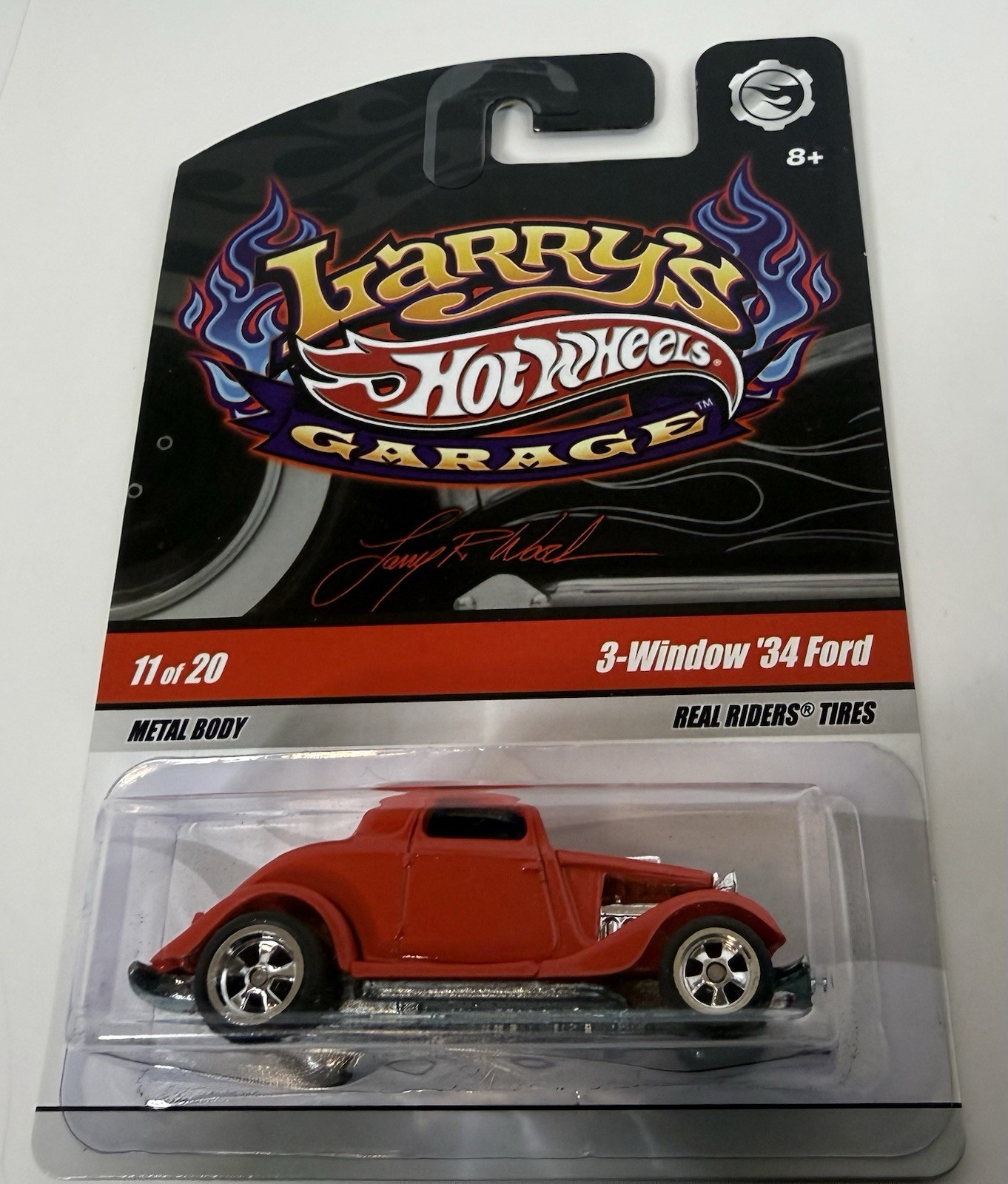 Hot Wheels Larry’s Garage 3-Window ’34 Ford 1:64 Red Diecast Real Riders