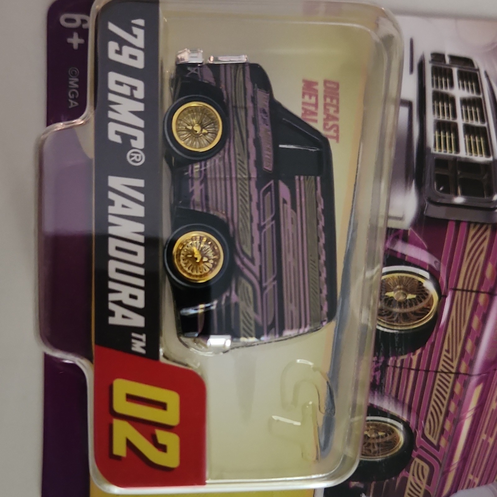 Car Tuned Series 3 Lowrider ’79 GMC Vandura Van Diecast Purple/Gold/Black