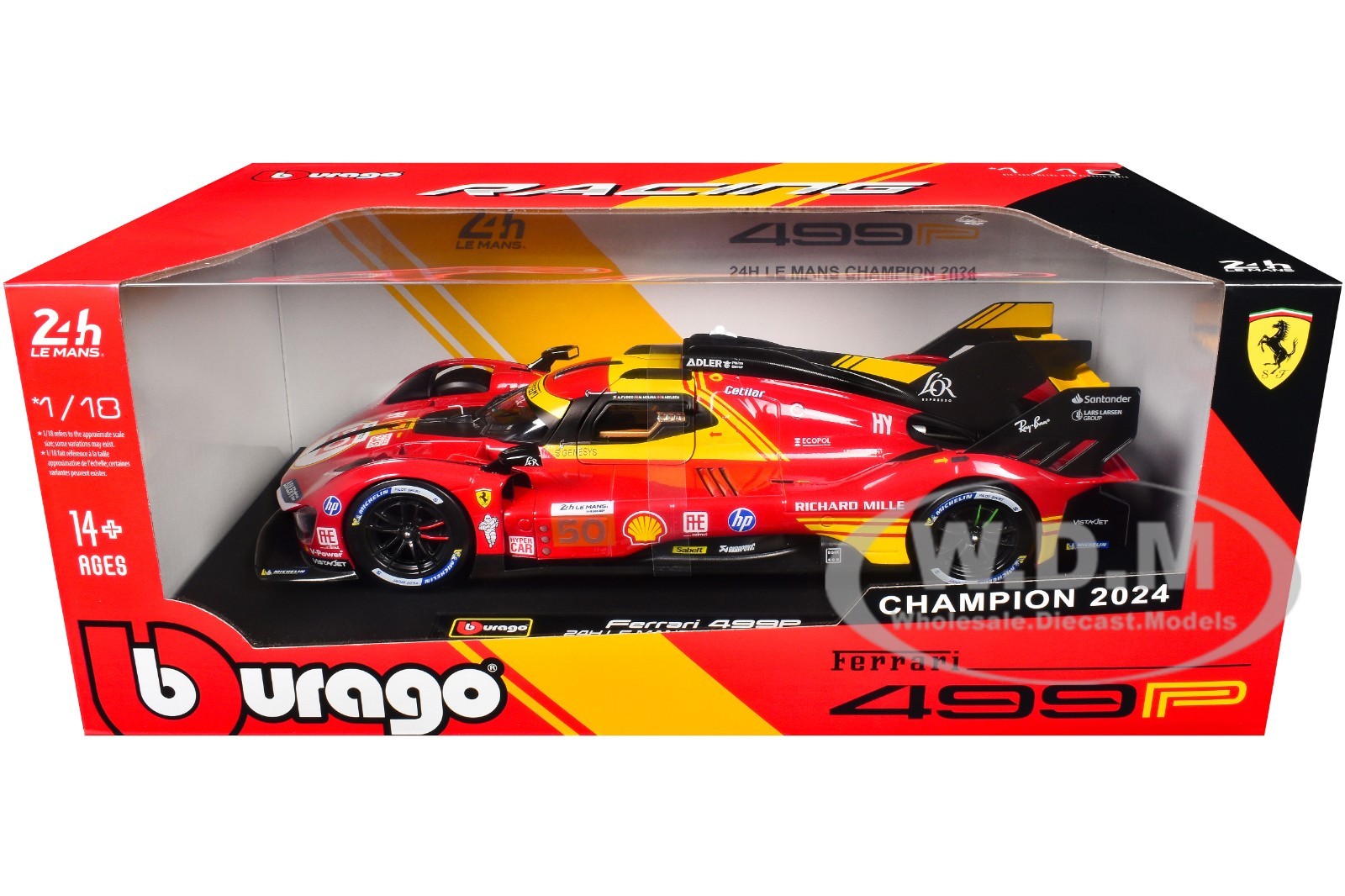 FERRARI 499P #50 WINNER “24H LE MANS” (2024) 1/18 DIECAST MODEL BY BBURAGO 16303