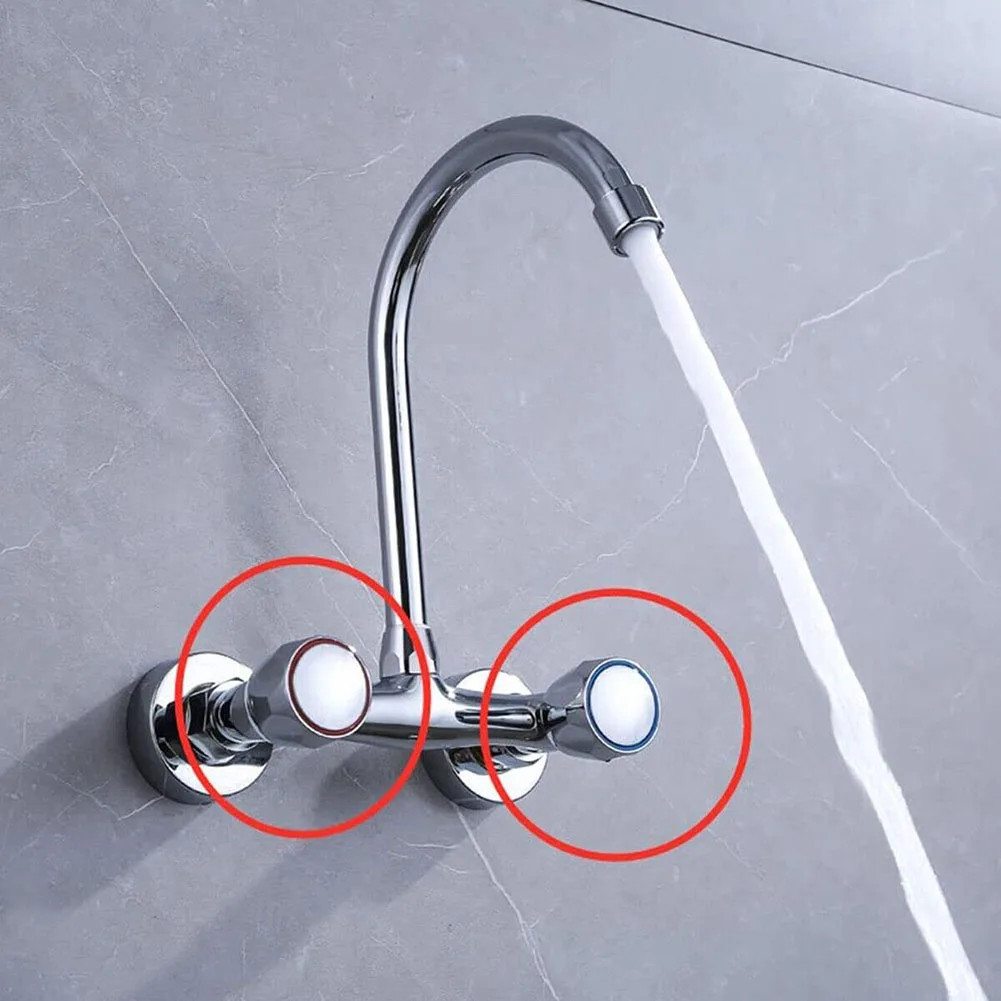 2Pcs Hot & Cold Tap Top Head Faucet Cover Chrome Plated Replacement Set Kitchen