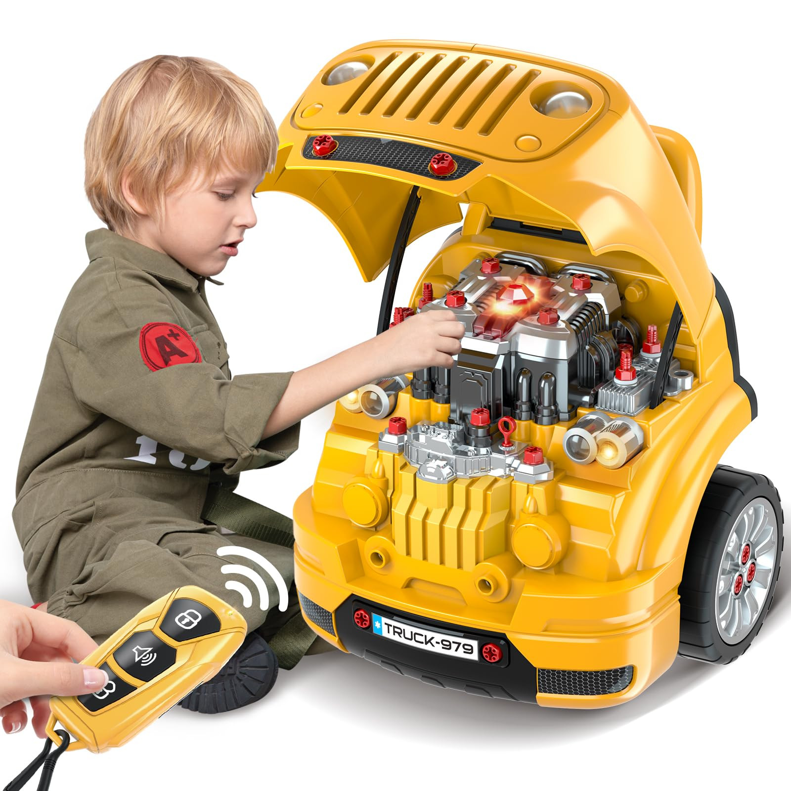 Toys Gifts for 3 4 5 6 7 8 Years Old Boys, Large Truck Engine, Mechanic Repai…