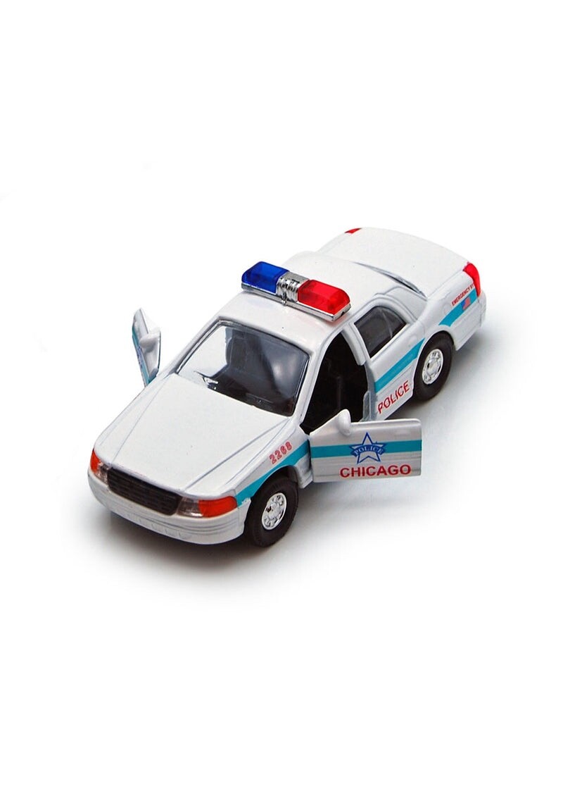 Chicago Police diecast Model car with Pull Back Motor Action – White 5″ long