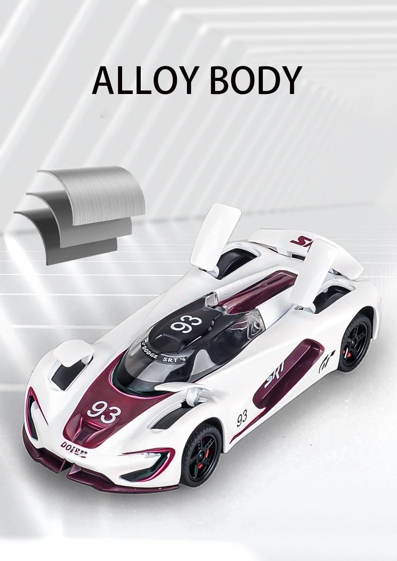 1:32 SRT Tomahawk XVGT Alloy Sports Car Model Diecast with Sound & Light