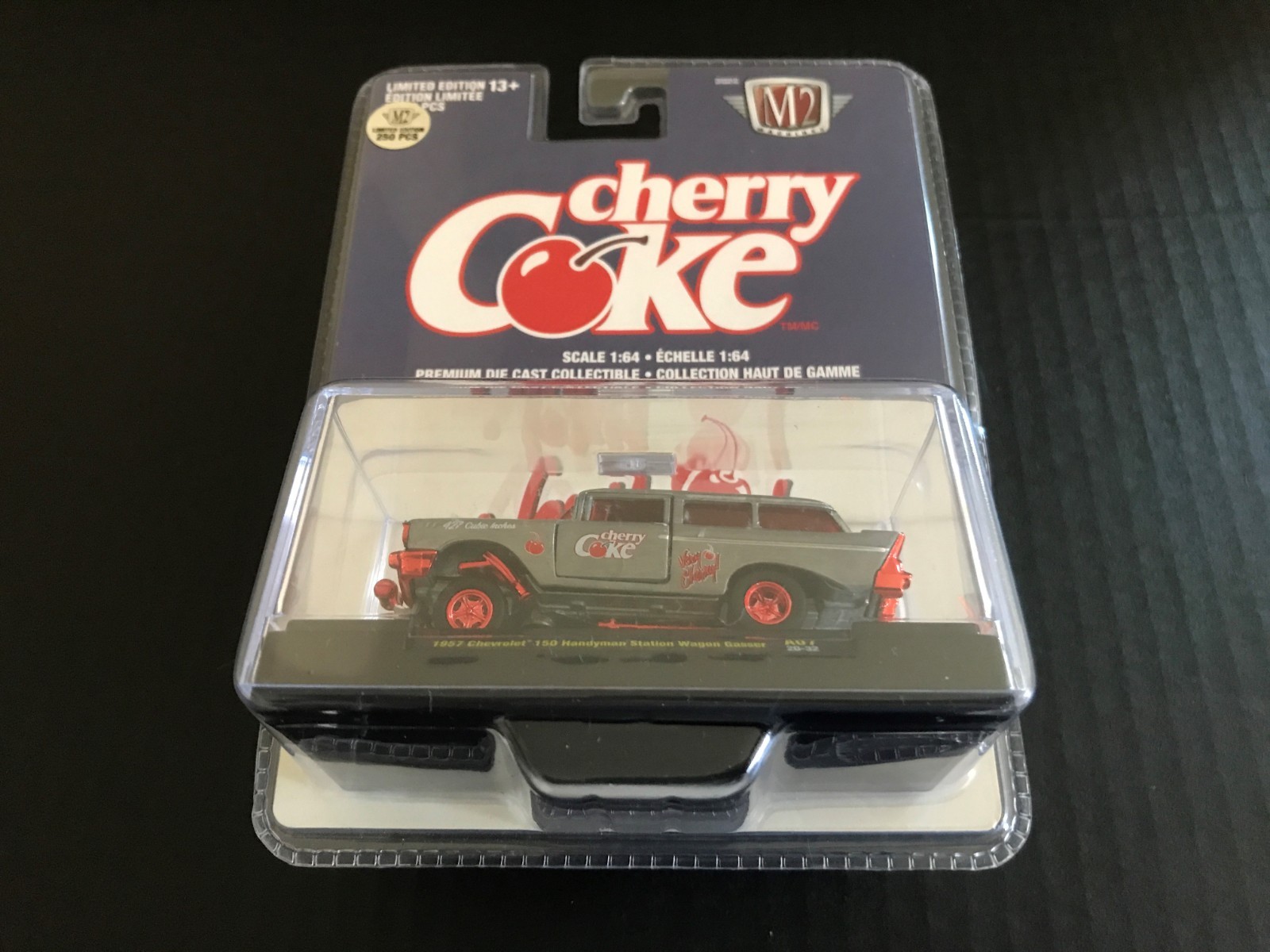 M2 Machines “Cherry Coke” ’57 Chevrolet Handyman Wagon Gasser RAW Chase 250 pcs.