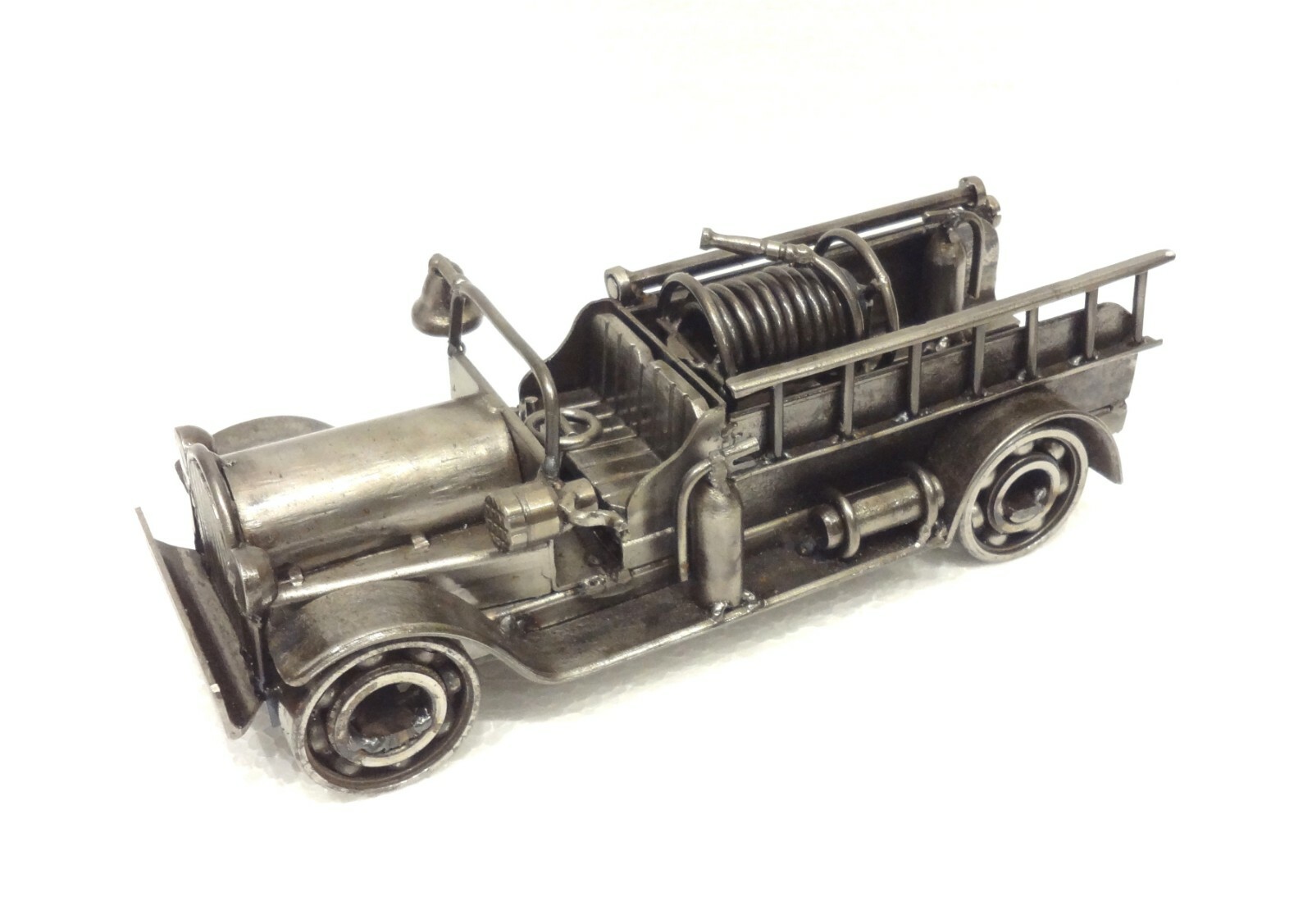 SUPERB SIGNED FIRE TRUCK MASSIVE RECYCLED METAL SCULPTURE STEAMPUNK JUNK ART SEE