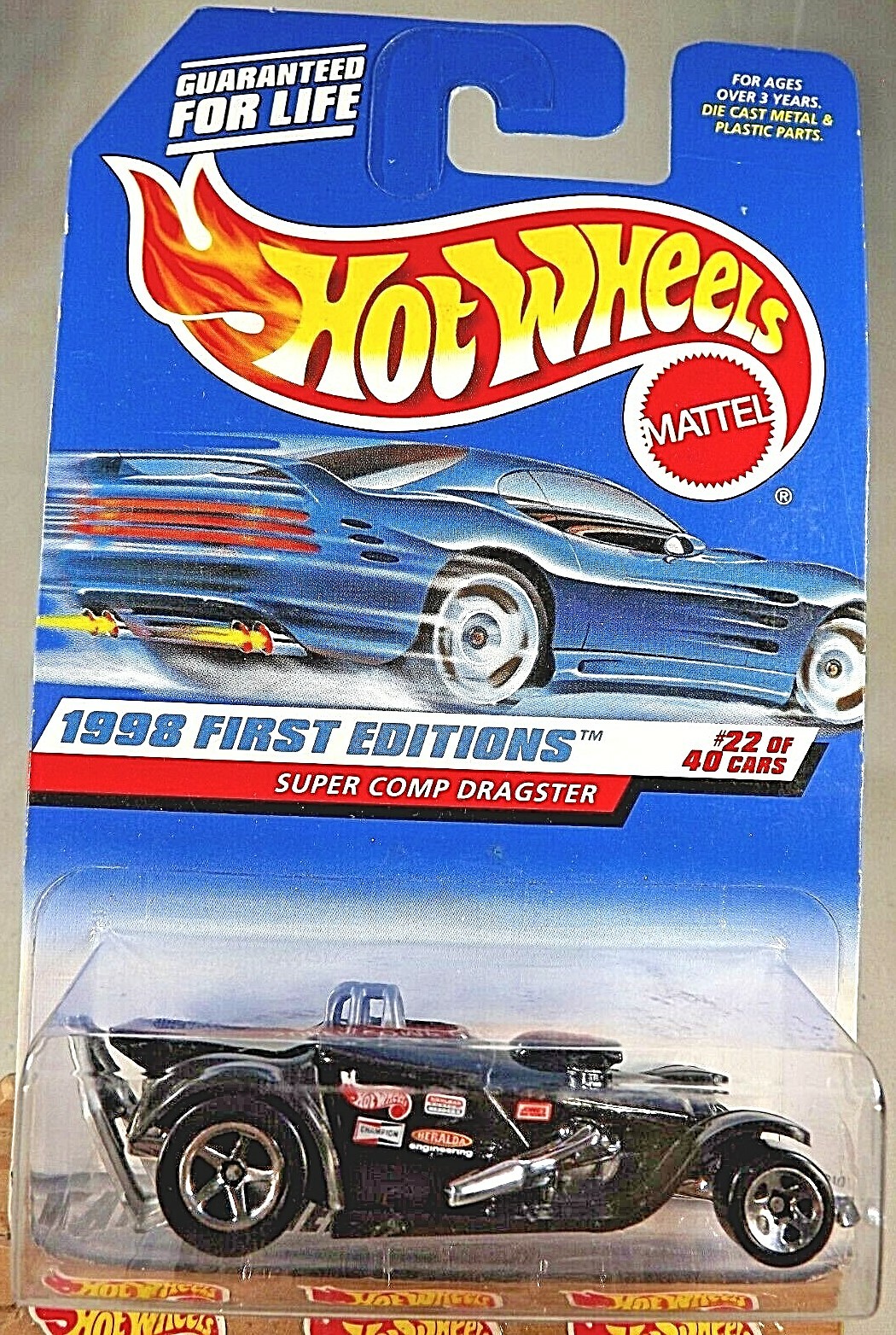 1998 Hot Wheels #655 First Editions 22/40 SUPER COMP DRAGSTER Black 5-Decals 5Sp