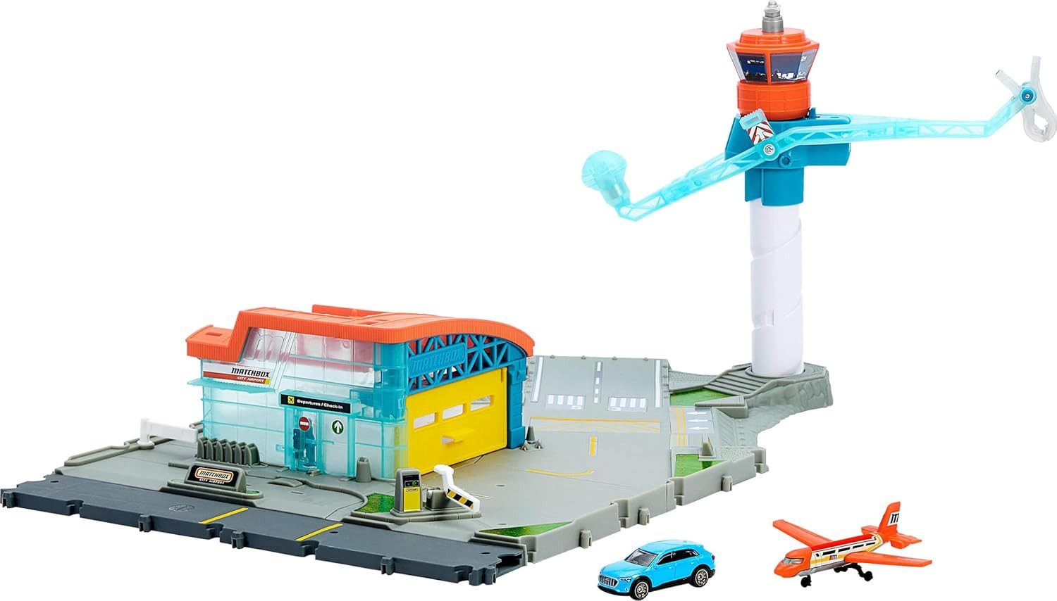 Matchbox Toy Car Playset, Takeoff Adventure Airport Set with Die-Cast Audi in 1: