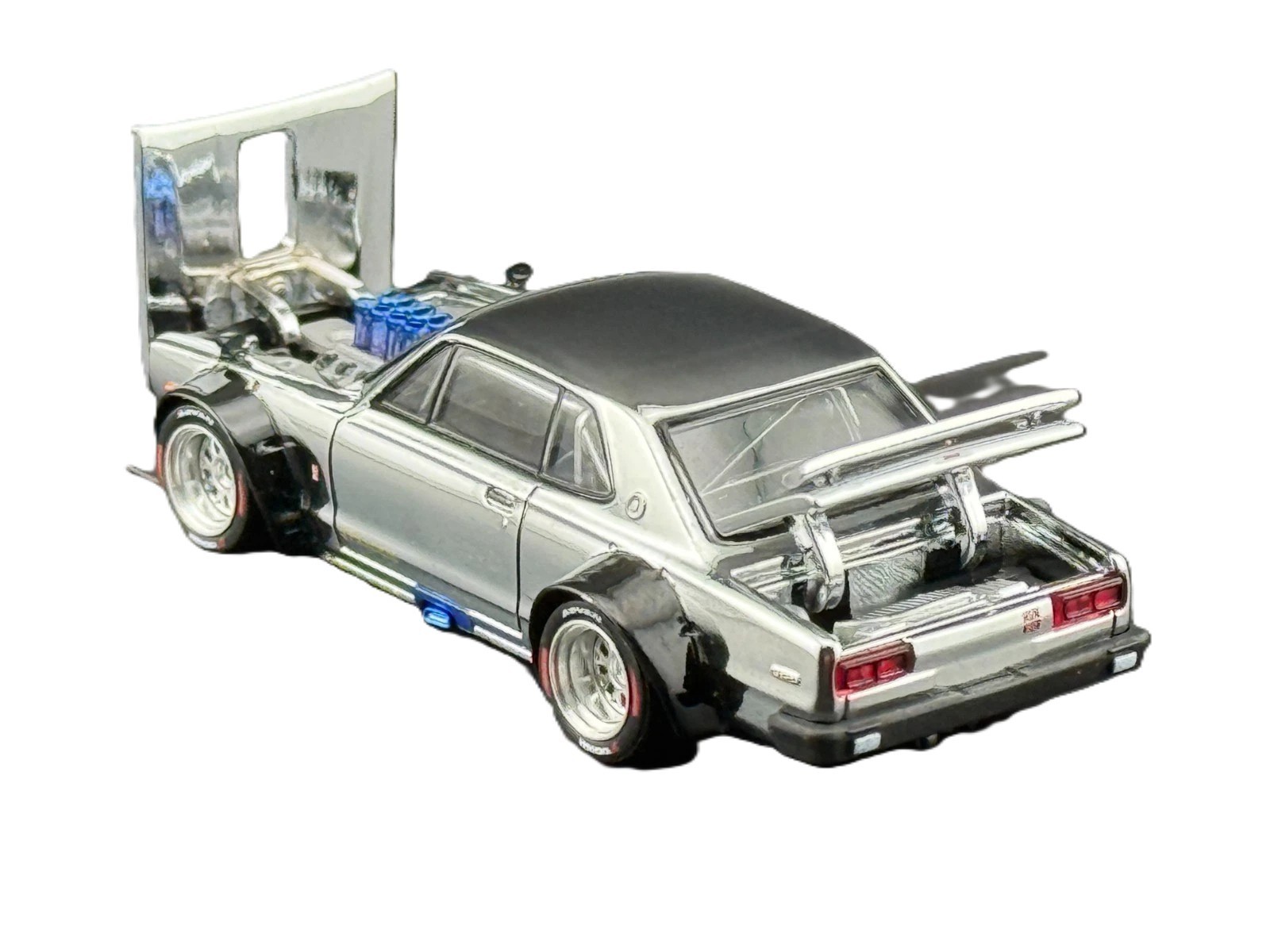 Pop Race 1:64 Nissan GT-R Drift Hakosuka Silver Chrome HK ToyCar Salon RP640330