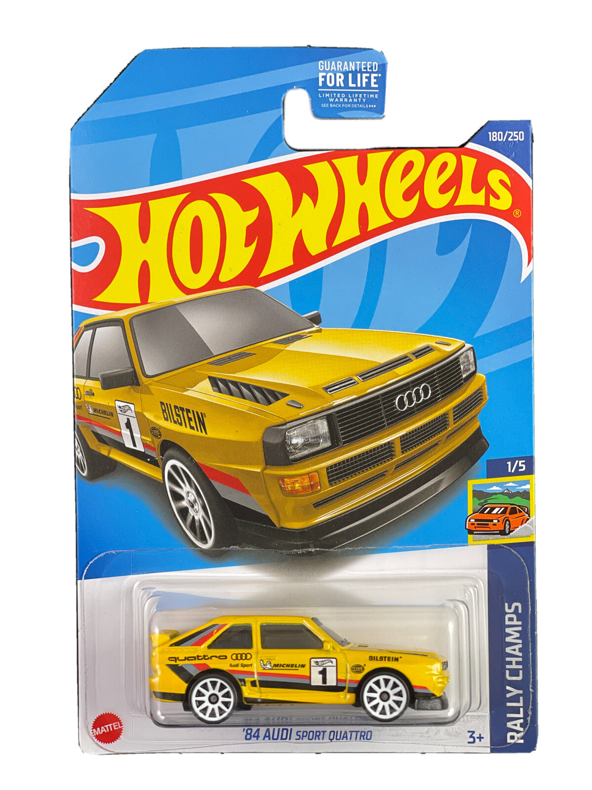 Hot Wheels 2022 HW Rally Champs 1/5 Yellow ‘84 Audi Sport Quattro