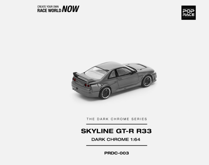 Pop Race Nissan Skyline GT-R R33 Dark Chrome PRDC003 1/64