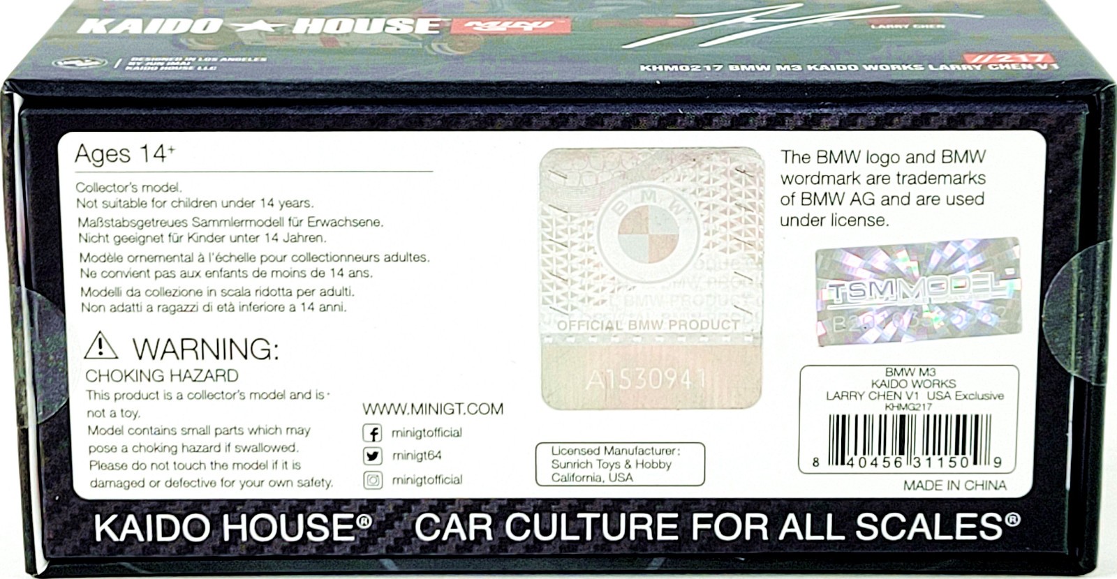 Kaido House x Mini GT BMW M3 E30 Larry Chen V1 7-Eleven KHMG217 🟥🟩⬜ CHASE 🏆