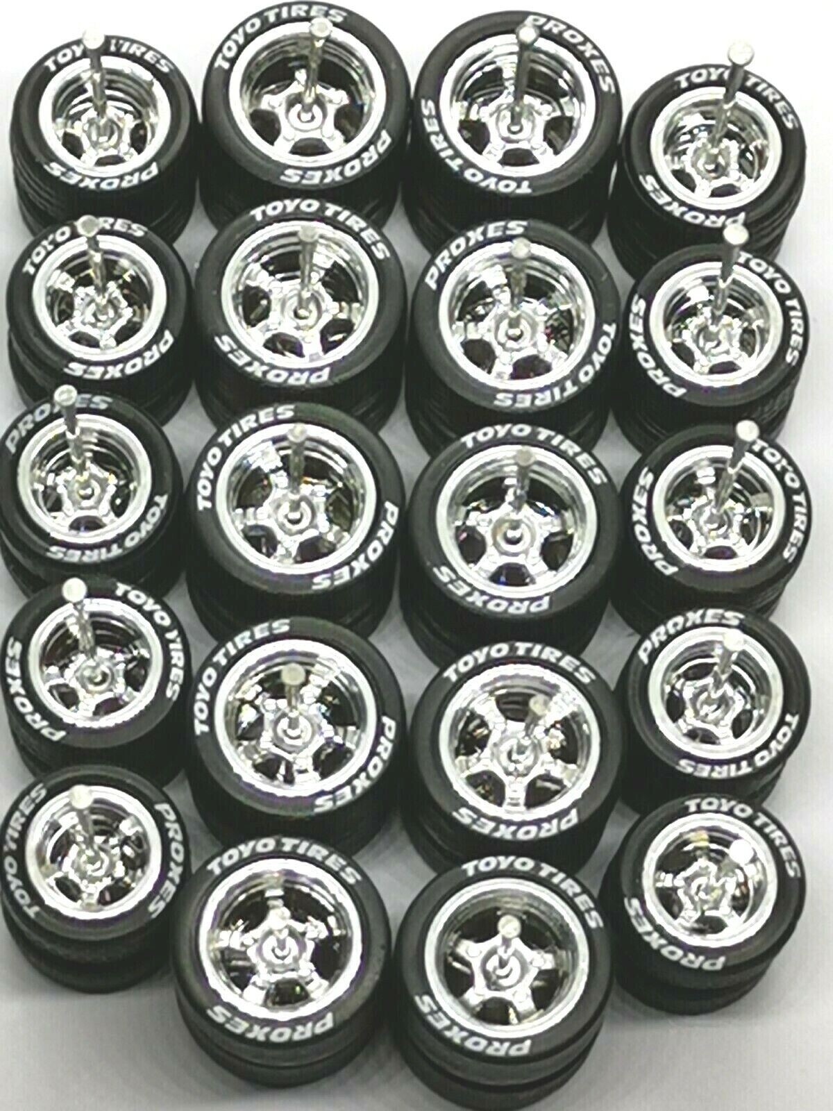 Hot Wheels MICHELIN Rubber Tires 24 sets 5 Spoke 12mm +10 mm (Gold + Chrome)