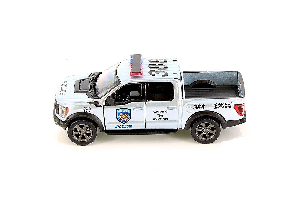 5436P Kinsmart 2022 Ford F-150 Raptor Police1:46 Diecast Truck 5 inch SILVER
