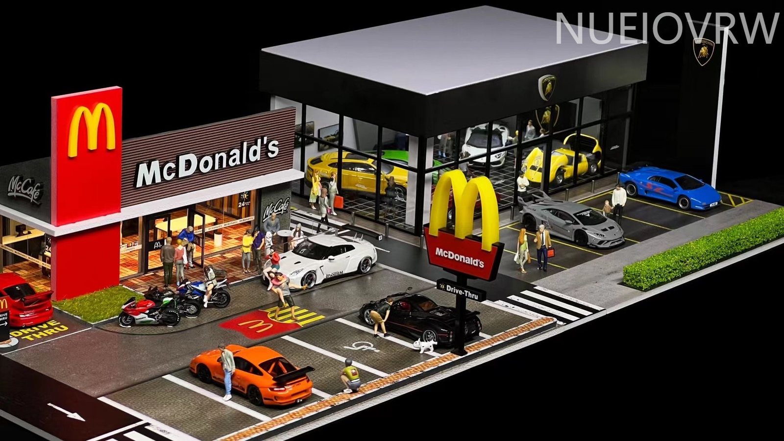 1/64 Scale Diorama Car Garage Model Backdrop Car Parking Lot Display Scene Model
