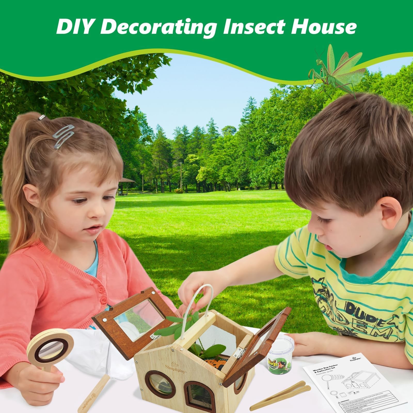 Kids Bug Catching Kit, 6-in-1 Nature Discovery Kit with Breathable Wooden Cri…