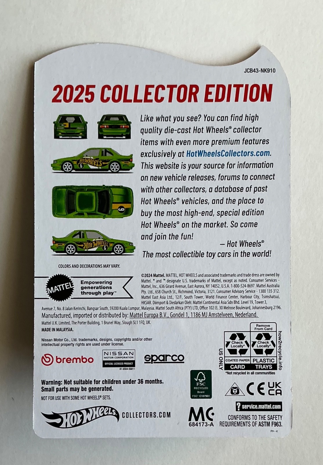 2025 Hot Wheels Kroger Mail-In ’91 Nissan Sentra SE-R green with protector