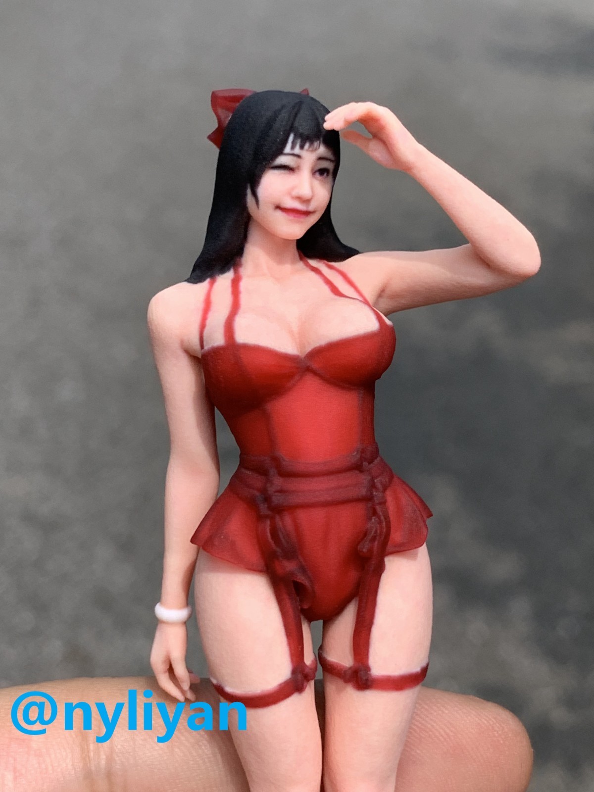1/12 1/16 1/18 Miniature Smile Red Skirt Beauty Girl Scene Props Figure For Cars