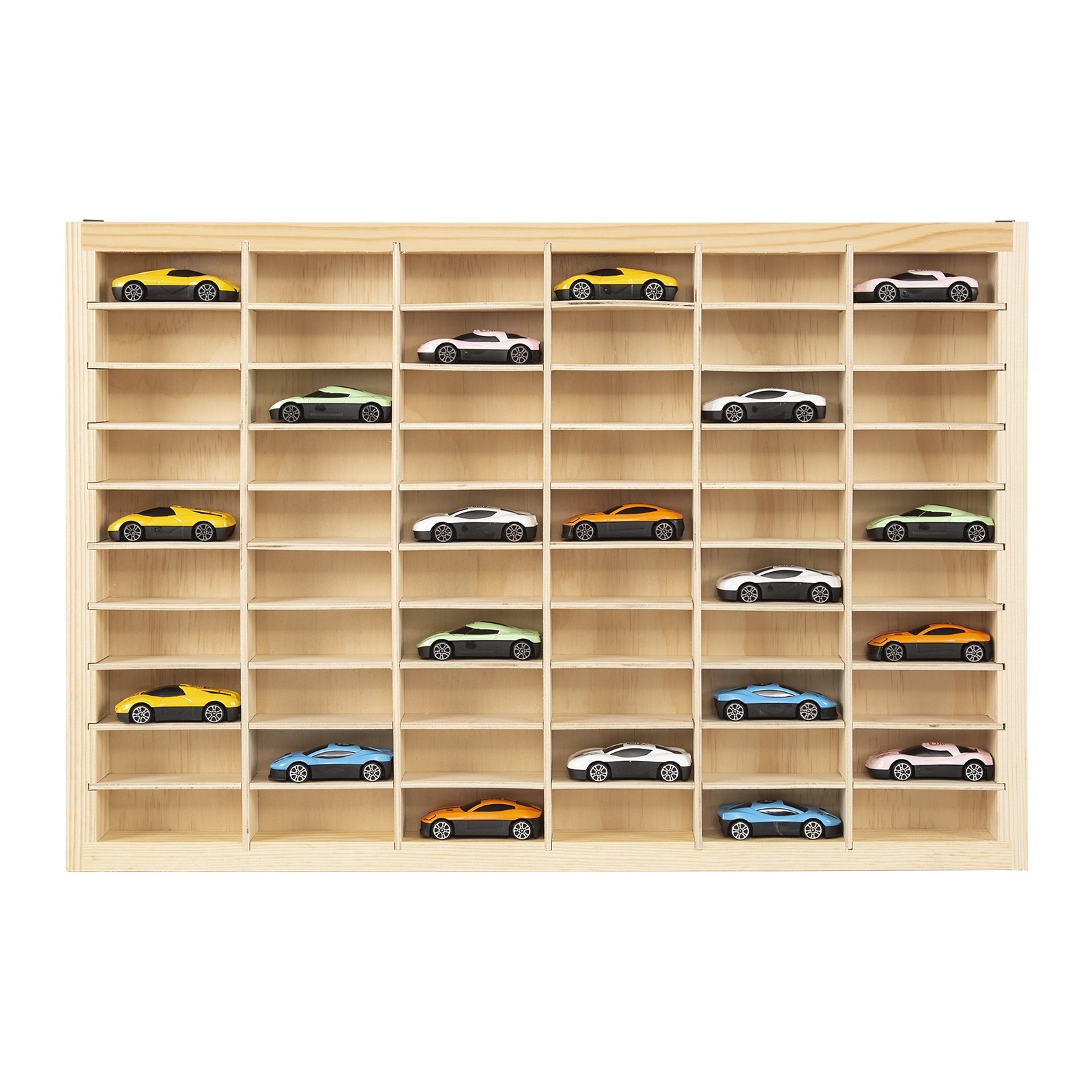 60 Grids Hot Wheels Diecast Box Wooden Display Storage Cabinet 1/64 Car Matchbox