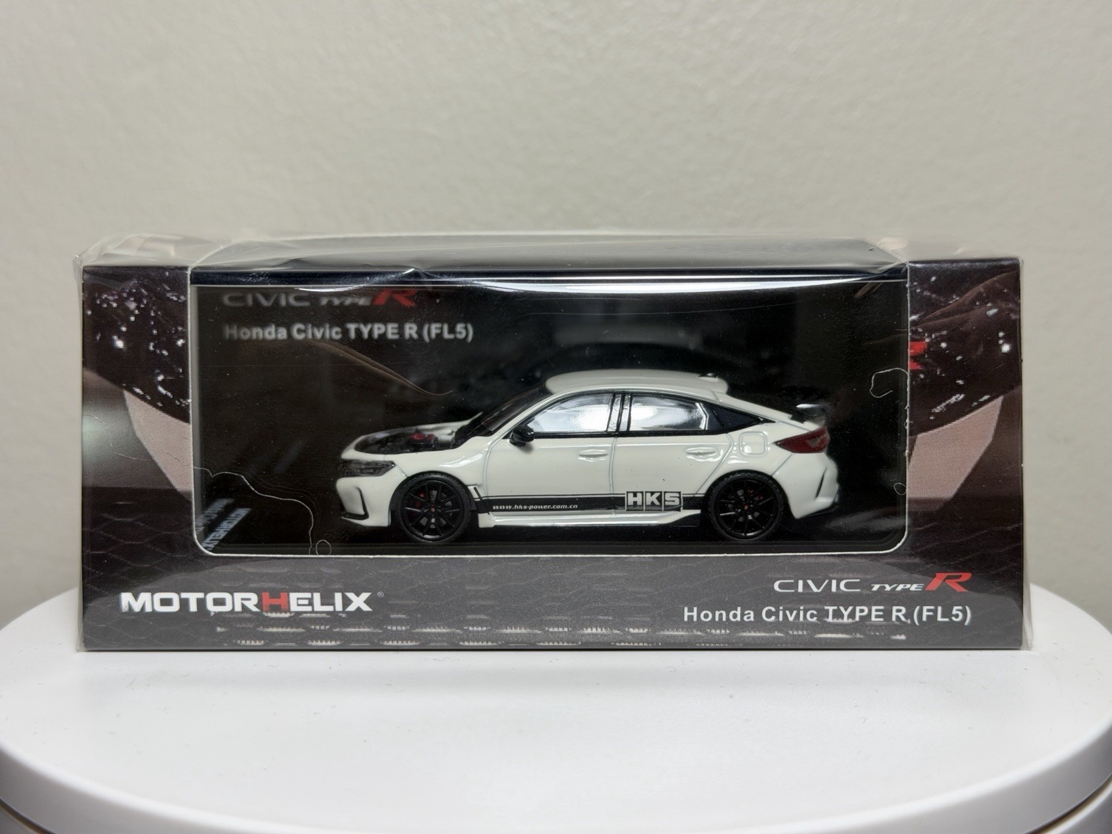 Motorhelix 1:64 Honda Civic TYPE R FL5 HKS Livery Championship White Diecast NEW