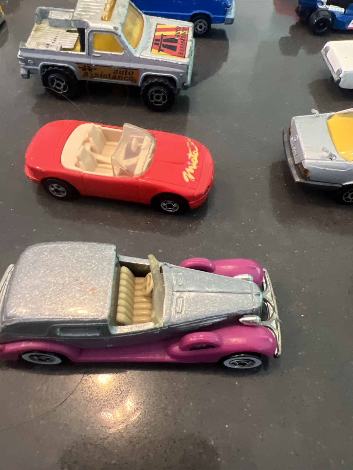 Lot Of 24 Diecast & Plastic Vintage Cars Trucks Mixed Brands See Description