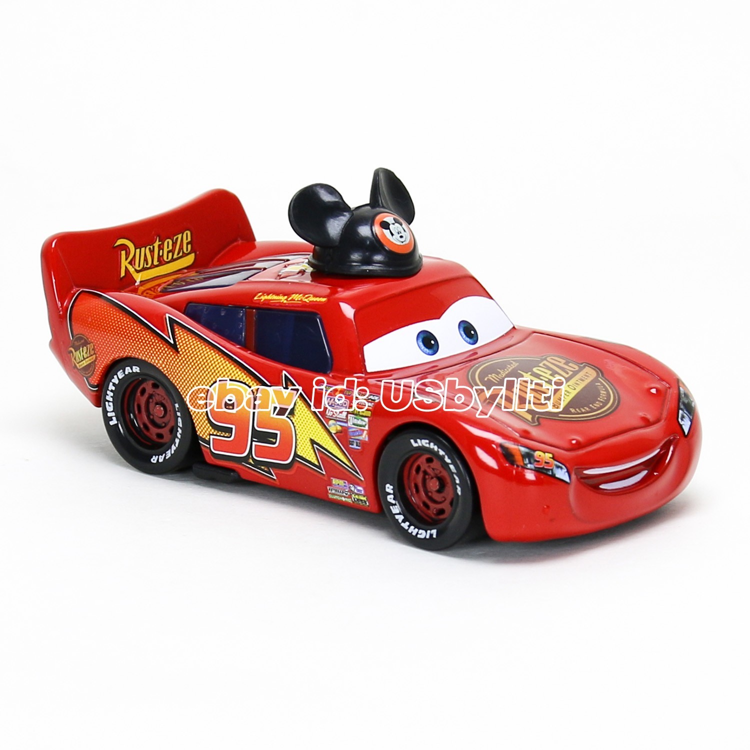 Disney Pixar Cars Mickey Lightning McQueen 1:55 Metal Diecast Car Toy, NEW Loose