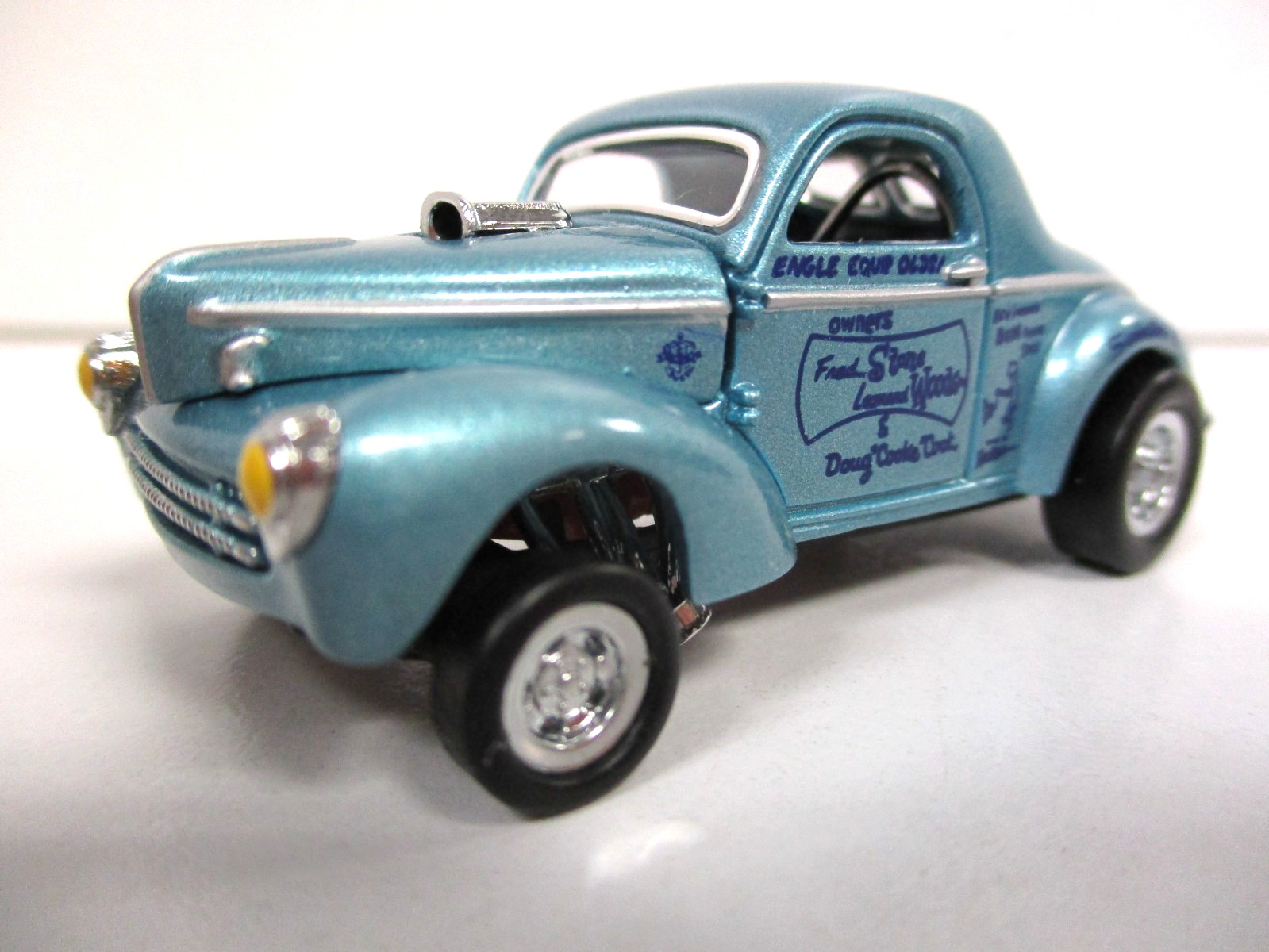 HOT WHEELS STONE WOODS COOK SWINDLER II 1941 WILLYS GASSER DRAG CAR REAL RIDERS