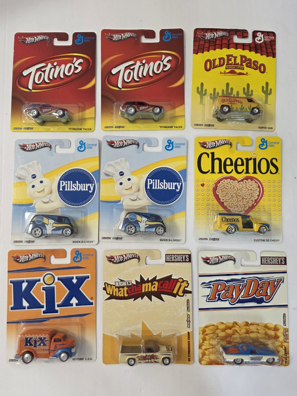 Hot Wheels 1:64 diecast carded Car lot of 9 Hershey General Mills Pop Culture