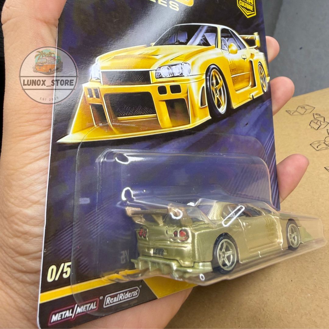 Hot Wheels Aero Styles Gold LBWK LB-ER34 Super Silhouette [Custom CHASE Diecast]