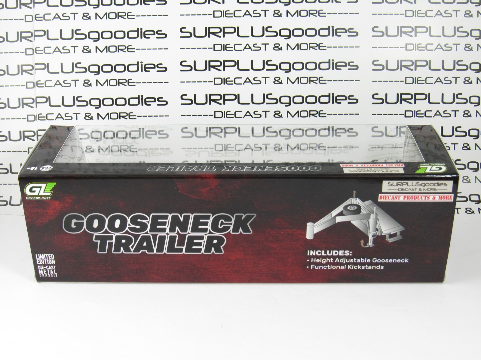 2025 SURPLUSgoodies Exclusive: Greenlight 1:64 Black GOOSENECK TRAILER #51651