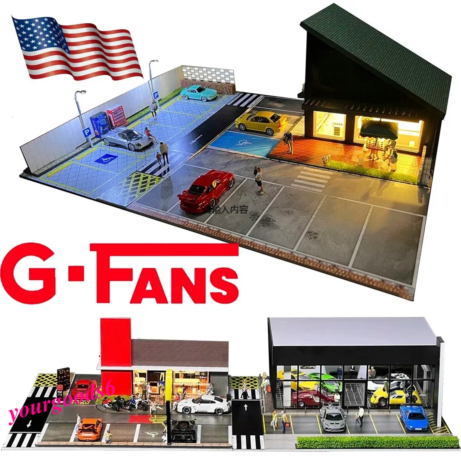 1:64 Diorama Car Garage Scene Model LED City Street Shop Model Collection Gifts