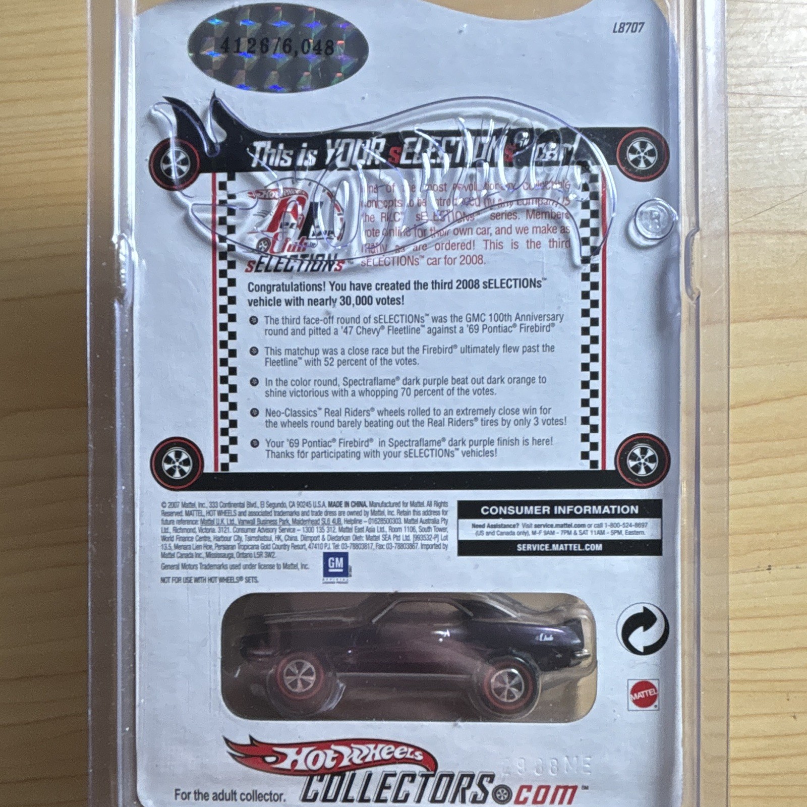 Limited Edition 2008 Selection Series 69 Pontiac Firebird 3 of 4 4126/6048