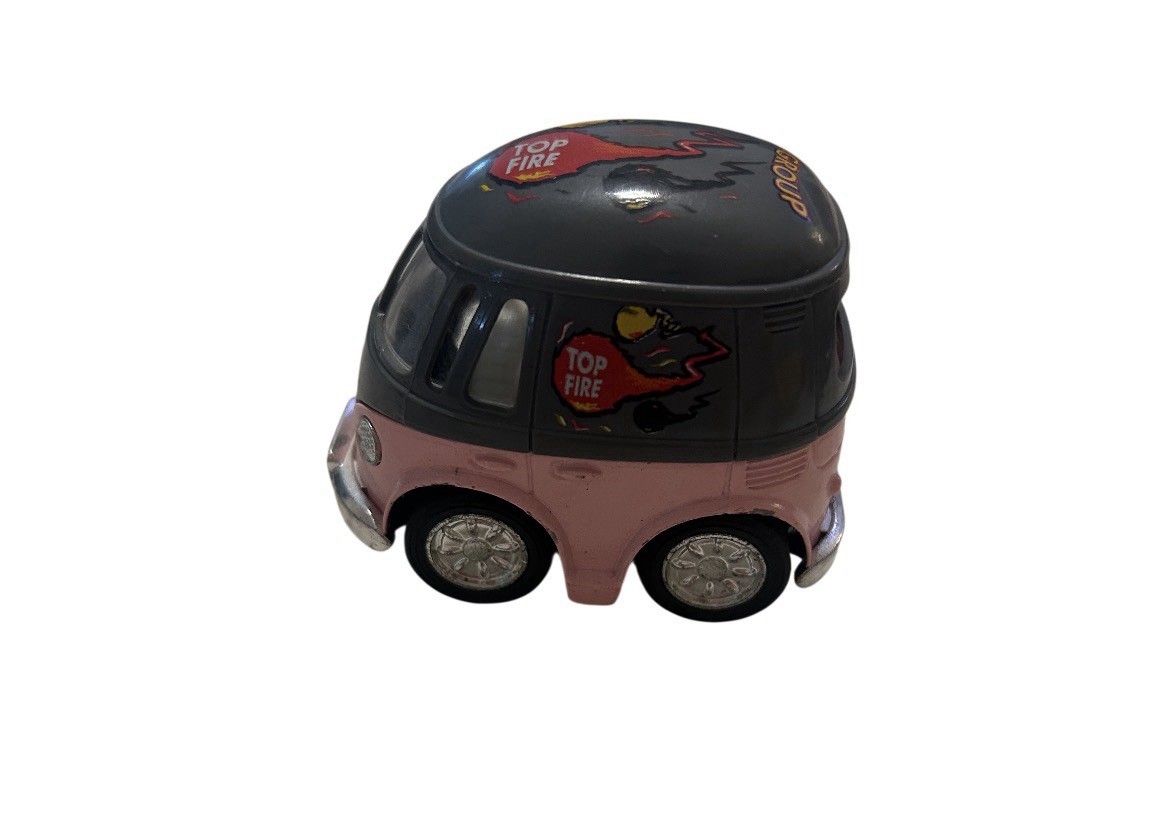 Vtg VW Volkswagon Beetle Flower Power Diecast 3.5” Pullback Car Kintoy