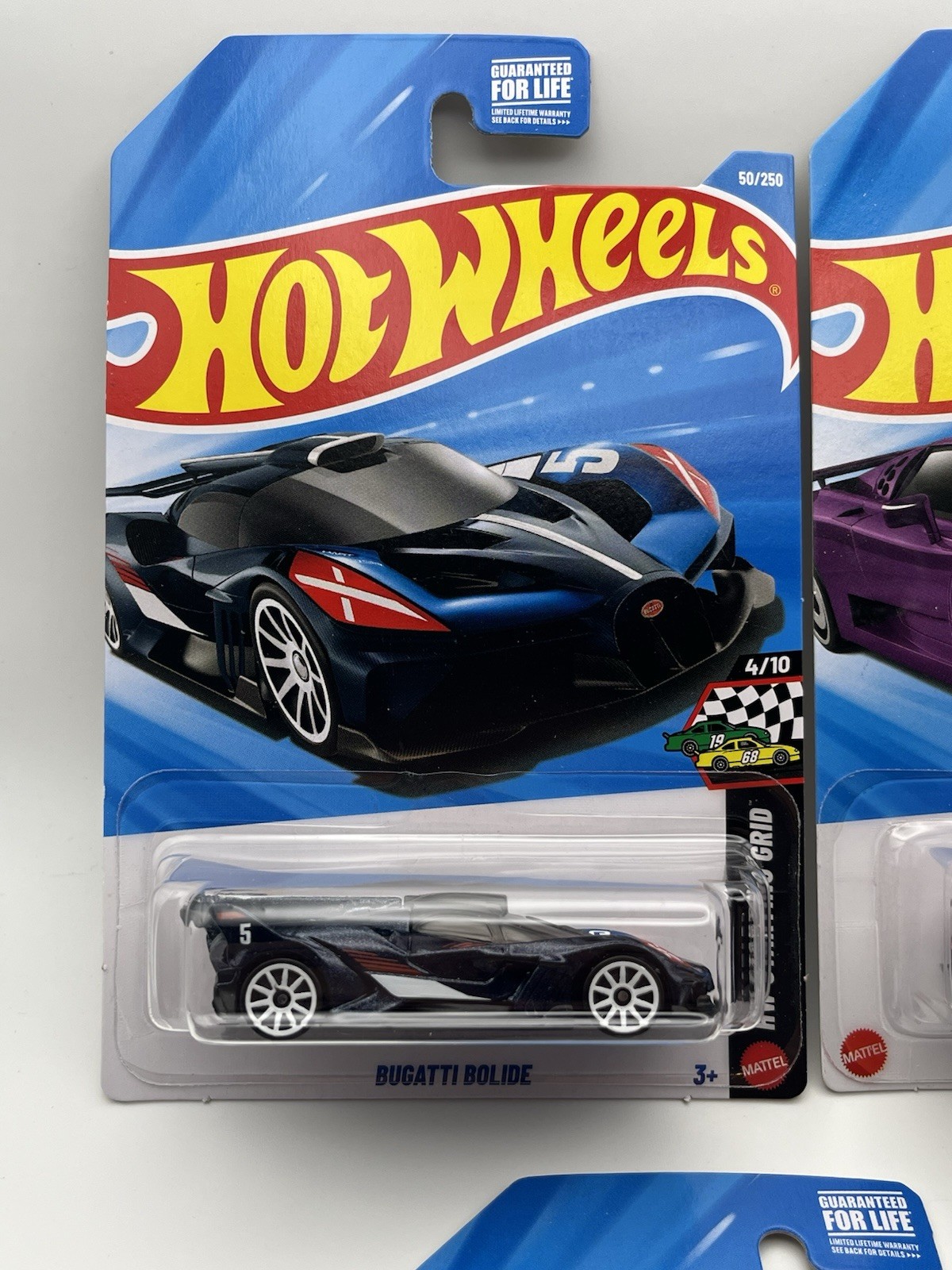 3 Car Hot Wheels Bugatti Lot – ‘94 EB110 SS Purple – Bolide White & Black