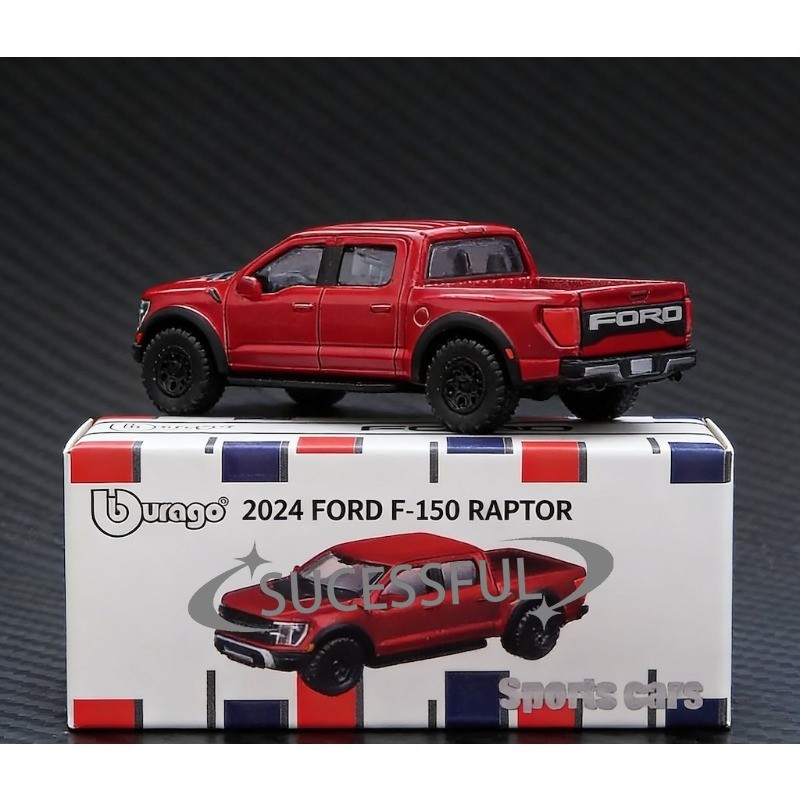 Bburago 1:64 Red 2024 Ford F-150 Raptor Pickup Truck Diecast Model
