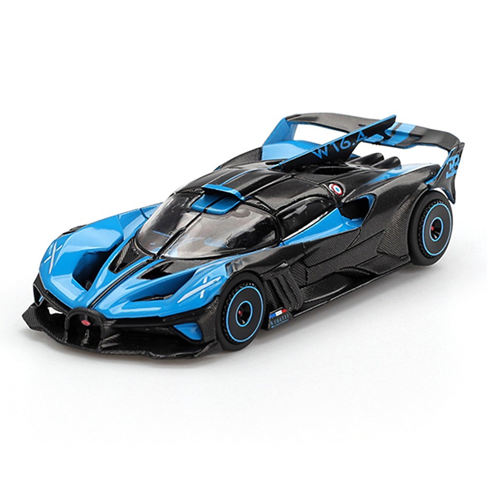 Mini GT 1:64 Diecast Model Car Bugatti Bolide Presentation Black Blue MGT01063
