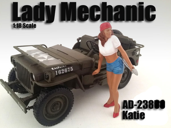 LADY MECHANIC KATIE FIGURE 1:18 SCALE DIECAST MODEL CARS AMERICAN DIORAMA 23862