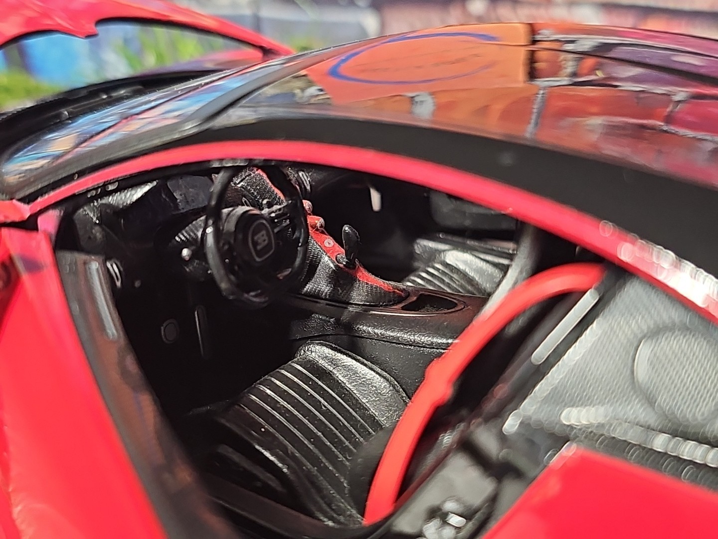 Bburago Black And Red Bugatti Chiron 1:18 Diecast Car NO BOX