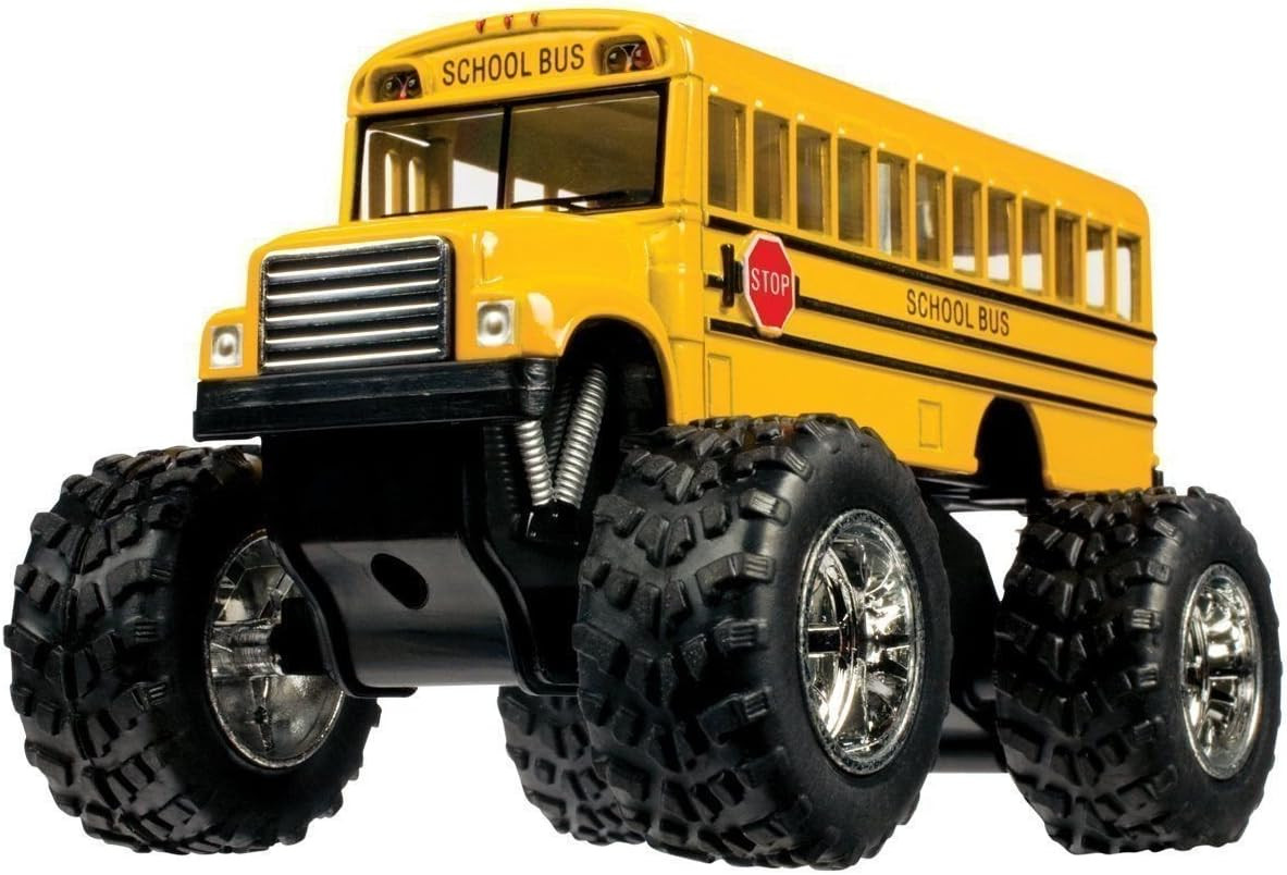 5″ Monster School Bus Die Cast Metal Model, Pullback Action Toy Monster Truck