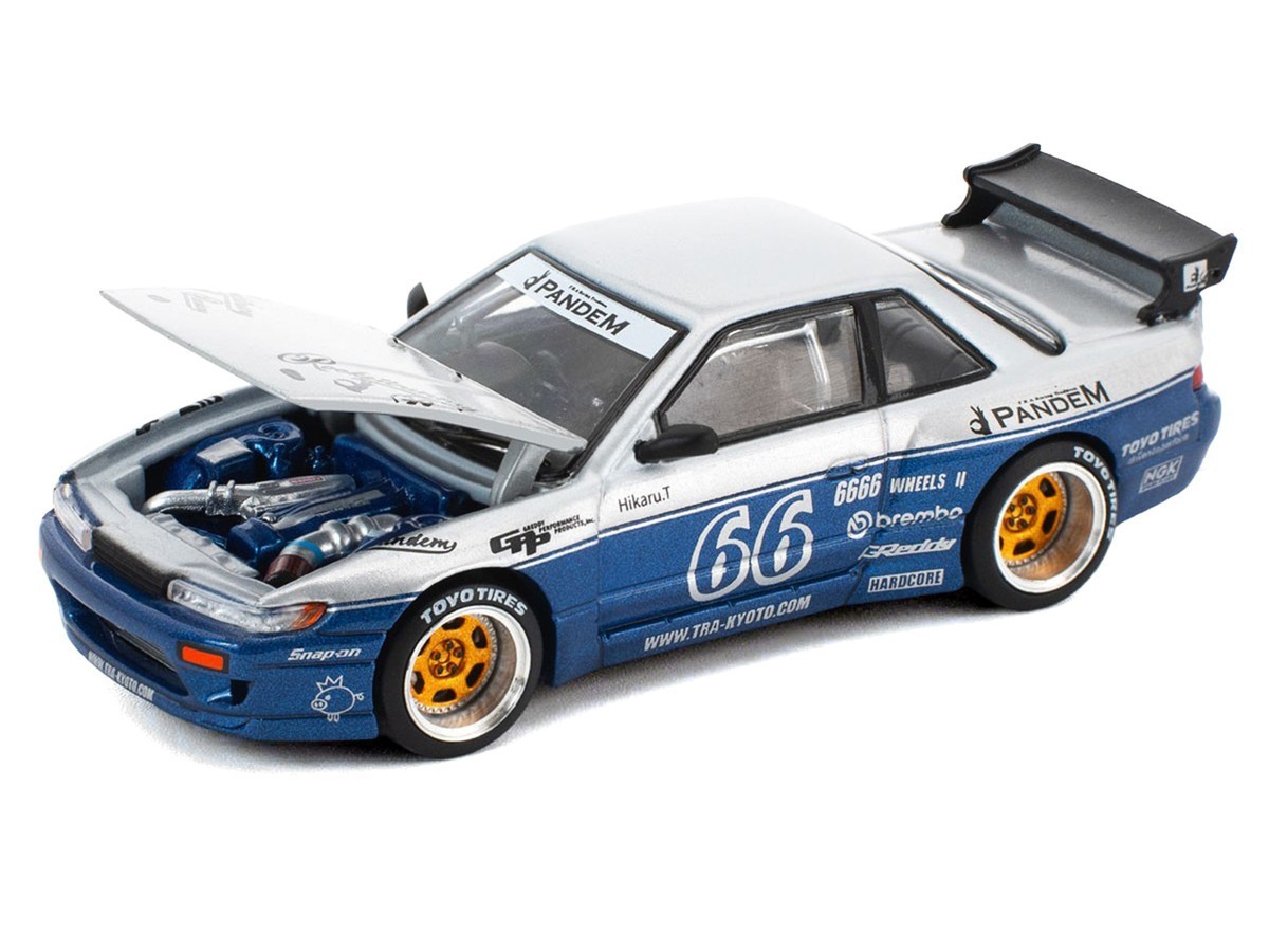 Pop Race 1:64 Nissan Silvia S13 Pandem #66 Moontech Blue Diecast PR640264