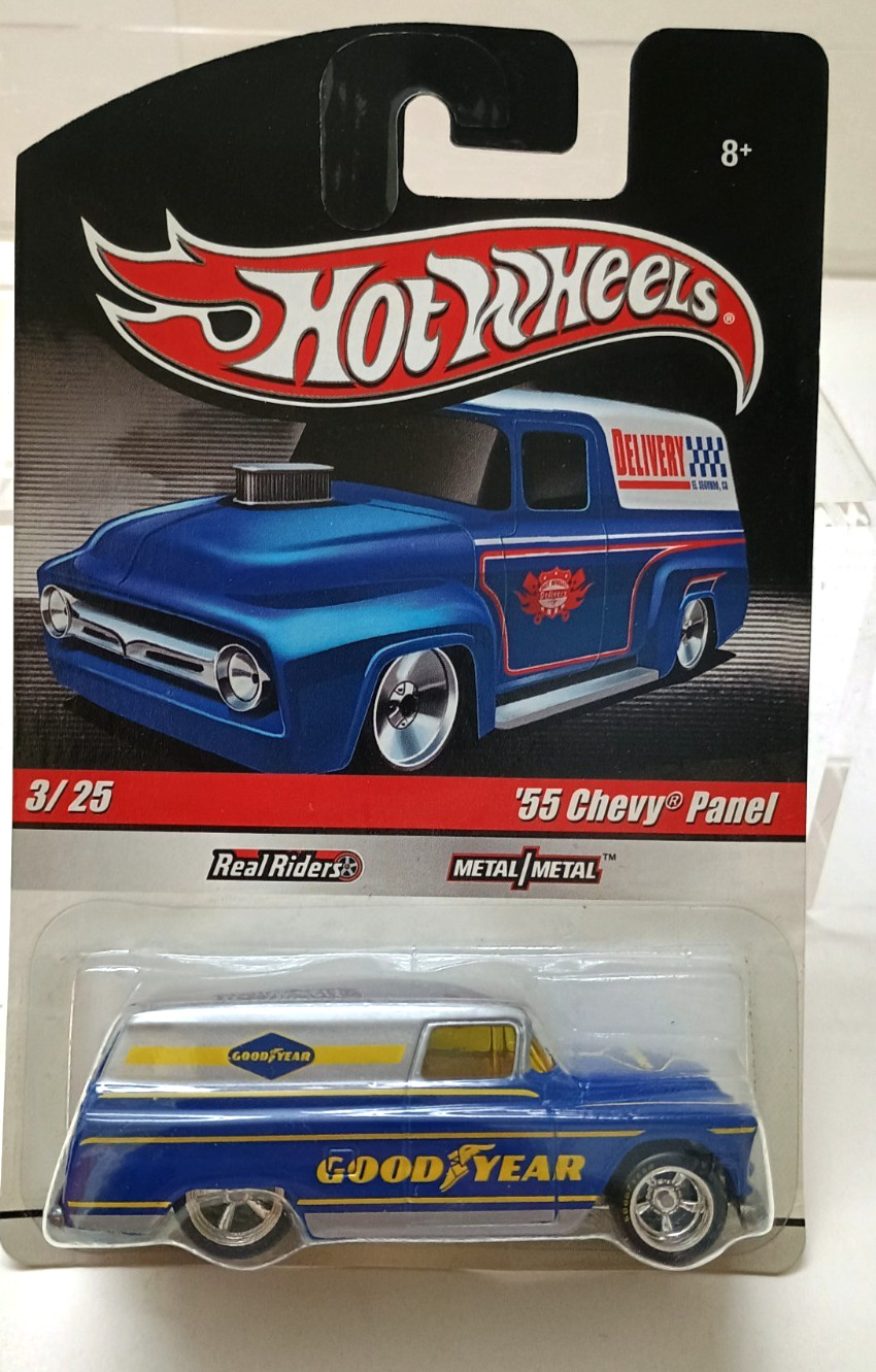 2009 Hot Wheels ’55 Chevy Panel x 2 (blue with gray & gray with blue) NIP