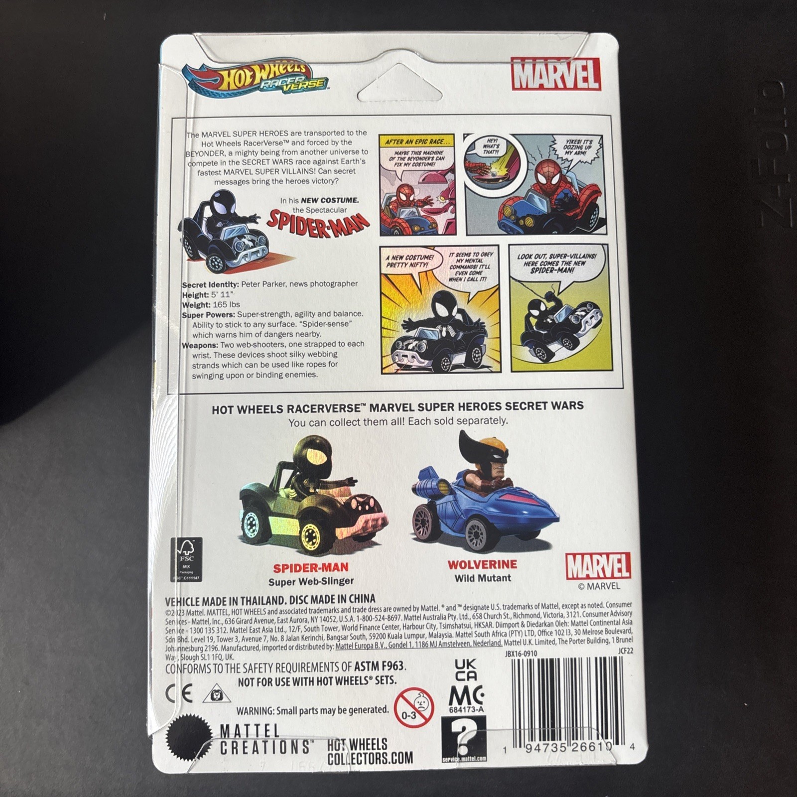 2024 MATTEL SDCC – Hot Wheels Marvel RacerVerse – Secret Wars SPIDER-MAN !