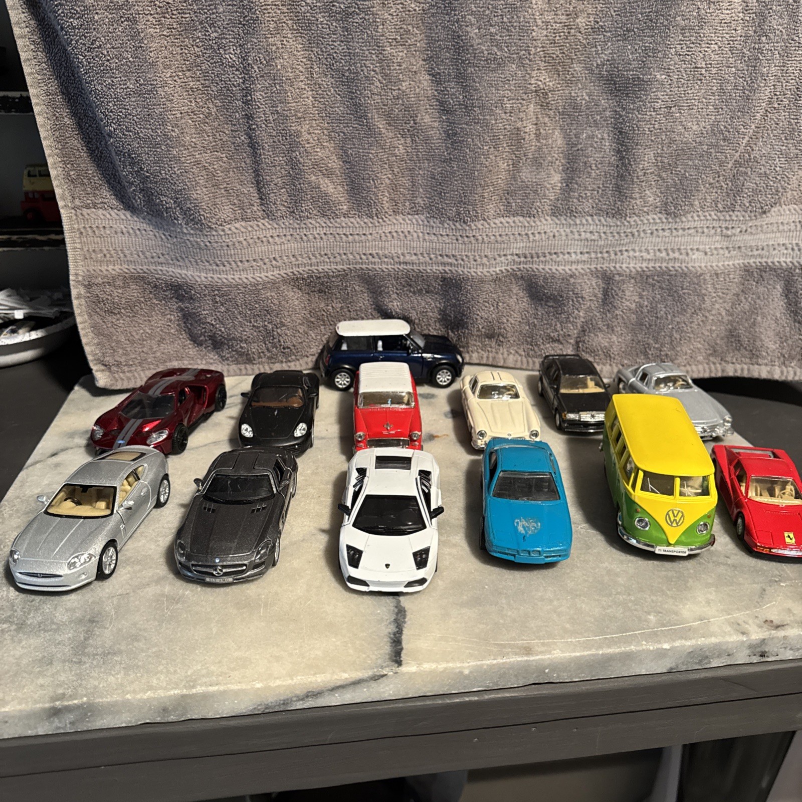 Lot Of Used Mixed Brand Toy Cars KINSMART ,and other Diecast 13 Total.