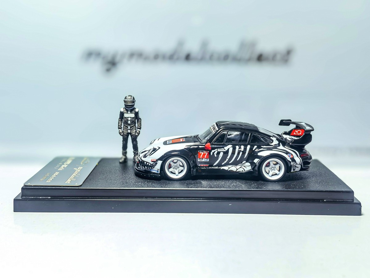 MC 1:64 Porsche RWB 993 High Wing White Bone Dragon Model Diecast Metal Car
