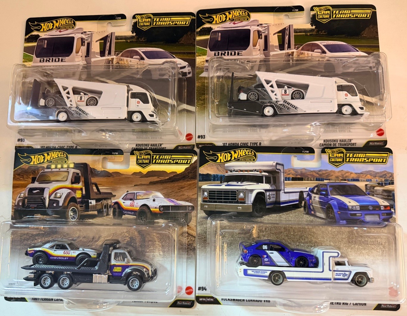 Hot Wheels 2026 Team Transport Honda Civic Type R , Off Road Camaro VW FULL SET