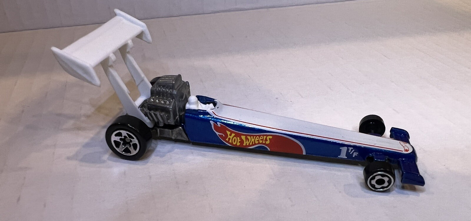 Hot Wheels Blue Race Team Dragster 1T/F w/5 Spoke Wheels Blue 1992 Malaysia